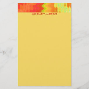 groovy yellow orange stationery