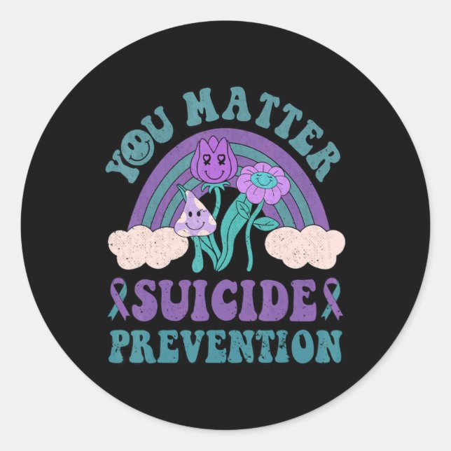 Groovy You 988 Suicide Prevention Awareness  Classic Round Sticker (Front)