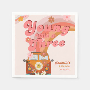 Groovy Young Wild and Three Pink Peach Van Daisy Napkin
