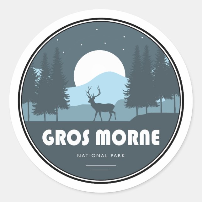 Gros Morne National Park Deer Classic Round Sticker (Front)