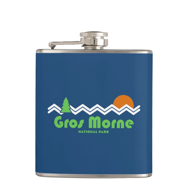 Gros Morne National Park Retro Hip Flask (Front)