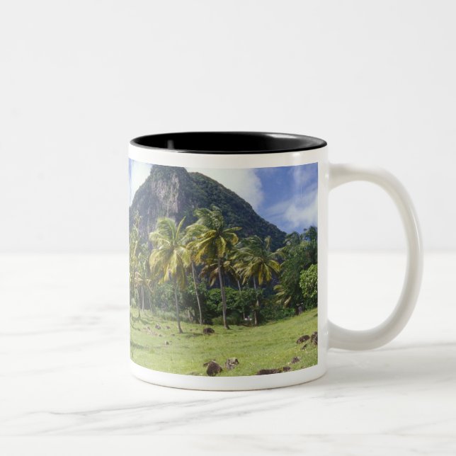 Gros Piton view along the historic trail in Two-Tone Coffee Mug (Right)