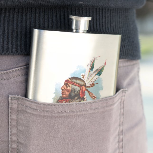Gros Ventre Chief: Lean Wolf Hip Flask (In Situ)