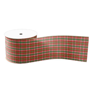 Grosgrain Ribbon-Christmas Plaid Grosgrain Ribbon