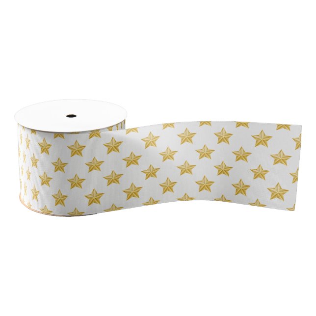 Grosgrain Ribbon-Gold Stars Grosgrain Ribbon (Spool)