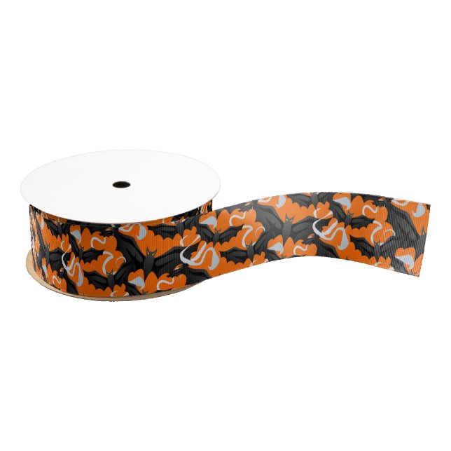 Grosgrain Ribbon-Halloween Bats Grosgrain Ribbon (Spool)