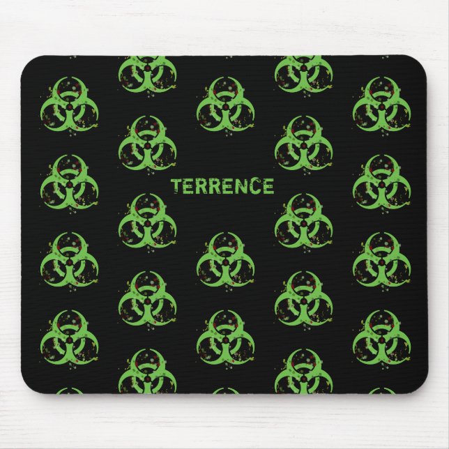 Gross Grungy Green Biohazard Mouse Mat (Front)