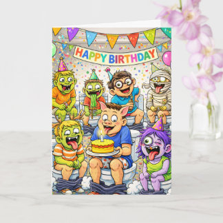 Gross Humor Kids Birthday Party Toilet Theme Card