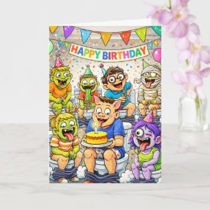 Gross Humour Kids Birthday Party Toilet Theme Card