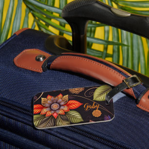 große Blüten mit Ornamenten edles Muster Luggage Tag