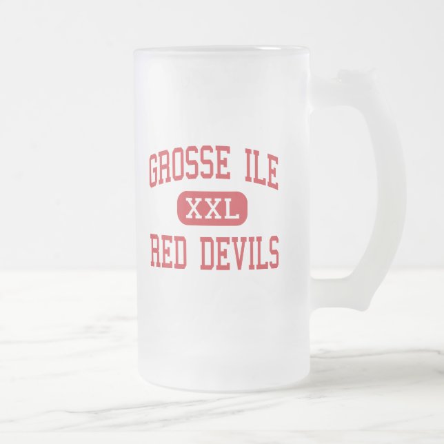 Grosse Ile - Red Devils - Middle - Grosse Ile Frosted Glass Beer Mug (Right)
