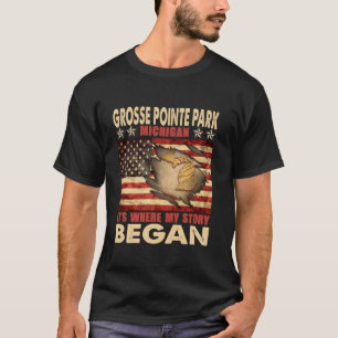 Grosse Pointe Park Michigan USA Flag 4th Of July L T-Shirt