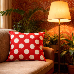 Große Punkte - rot weiß Cushion
