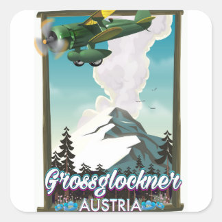 Grossglockner Mountain Austrian travel poster Square Sticker