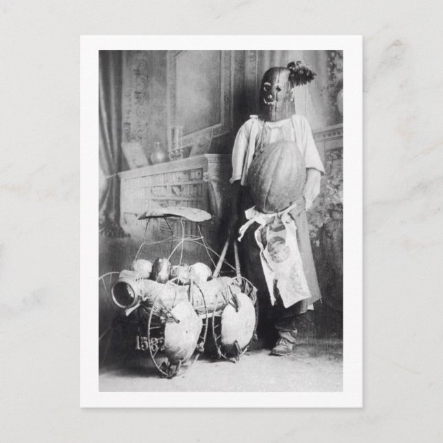 Grotesque Bizarre Scary Halloween Mask Vintage Postcard (Front)