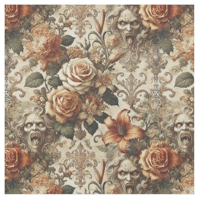Grotesque Elegance – Gothic Victorian Classic Tile Fabric (Close Up)