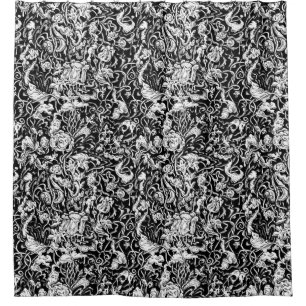 Grotesque Garden Black and White Shower Curtain