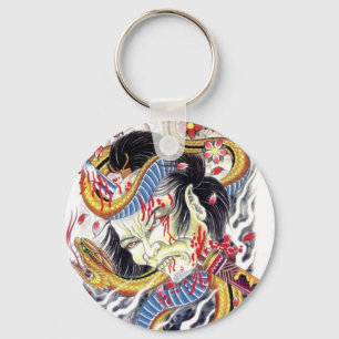 Grotesque & Snake Tattoo Design Key Ring