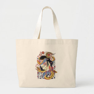 Grotesque & Snake Tattoo Design Large Tote Bag