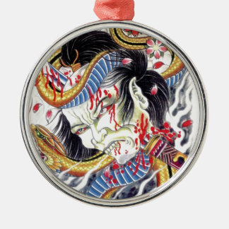 Grotesque & Snake Tattoo Design Metal Tree Decoration