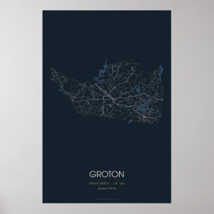 Groton Massachusetts Street Map Poster (Night)