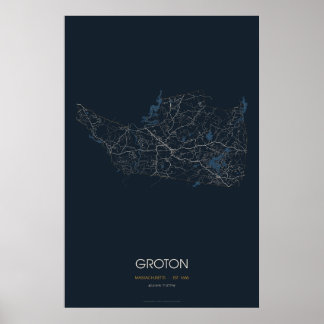 Groton Massachusetts Street Map Poster (Night)