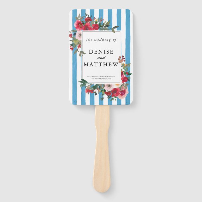 Grotto Blue Wedding  Hand Fan (Front)
