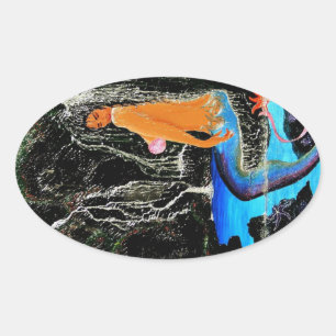 Grotto mermaid oval sticker