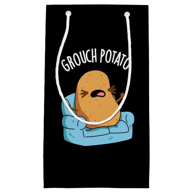 Grouch Potato Funny Veggie Puns Dark BG Small Gift Bag (Front)