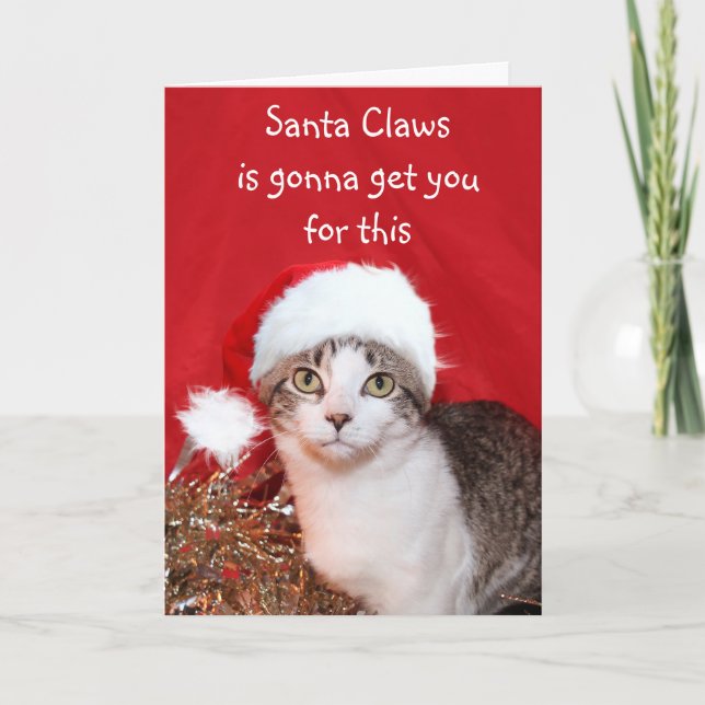 Grouchy Christmas cat Holiday Card (Front)