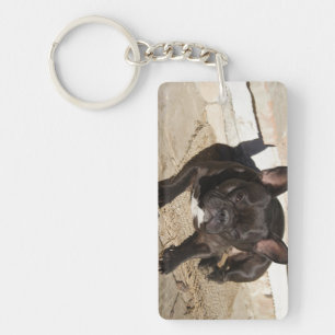 Grouchy French Bulldog Key Ring