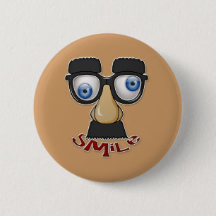 grouchy smile 6 cm round badge