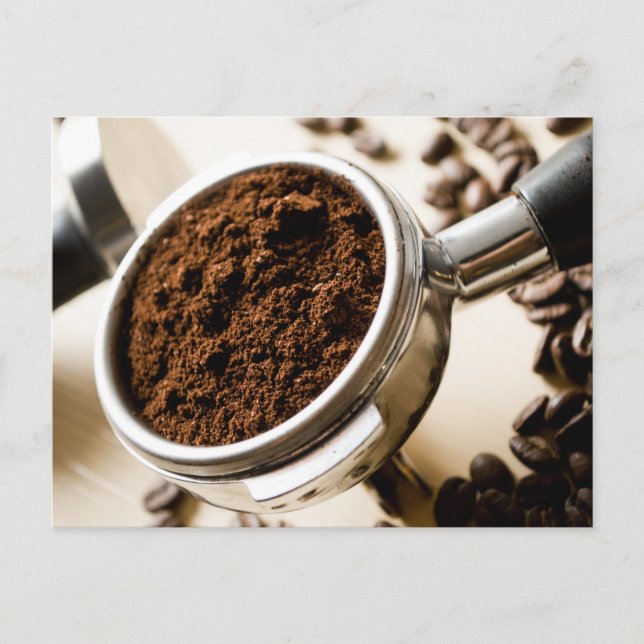 Ground Coffee, Portafilter, Espresso, Coffee Beans Postcard (Front)