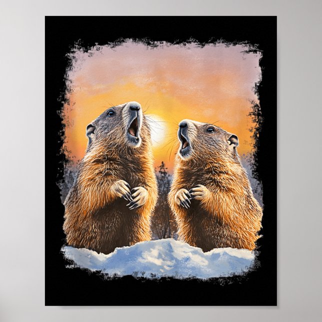 Ground Hog Day Howling At Sunrise Groundhogs Tank  Poster (Front)