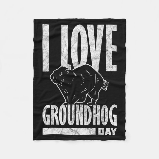 Ground Hog I Love Groundhog Day _2  Fleece Blanket (Front)