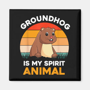 Ground Hog Is My Spirit Animal Retro Groundhog Day Magnet