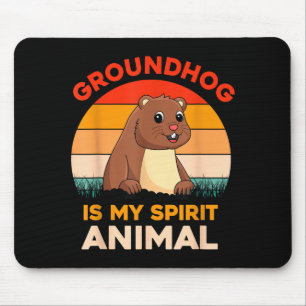 Ground Hog Is My Spirit Animal Retro Groundhog Day Mouse Mat