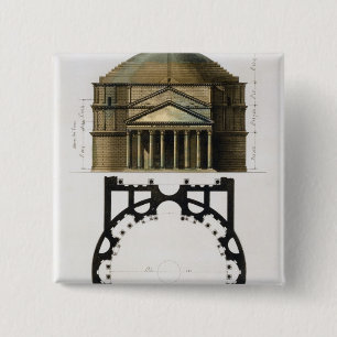 Ground plan and facade of the Pantheon, Rome, from 15 Cm Square Badge