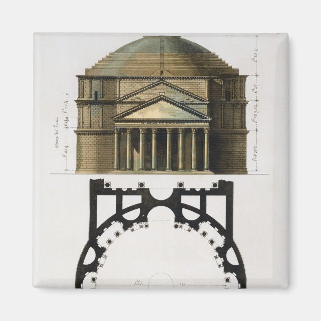 Ground plan and facade of the Pantheon, Rome, from Magnet (Front)
