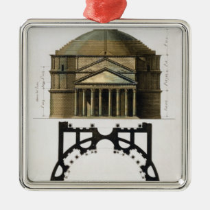 Ground plan and facade of the Pantheon, Rome, from Metal Tree Decoration