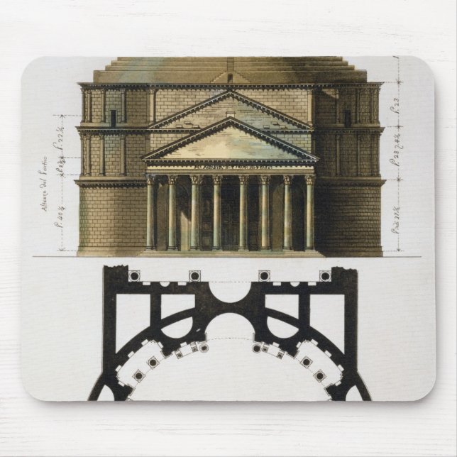 Ground plan and facade of the Pantheon, Rome, from Mouse Mat (Front)