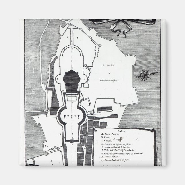 Ground plan of the Vatican, Rome Magnet (Front)