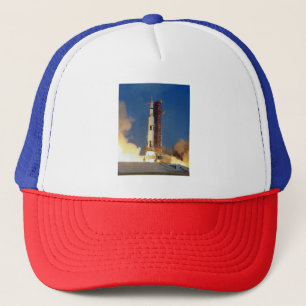 Ground View First Moon Mission Rocket Launch Trucker Hat