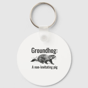 Groundhog A Non-levitating Pig Funny Pun Englieach Key Ring
