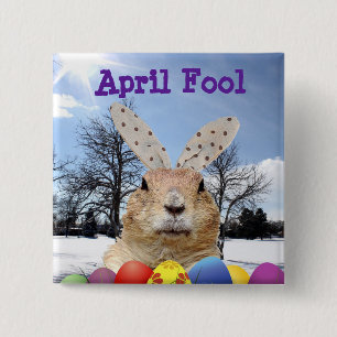 Groundhog April Fool Day 15 Cm Square Badge