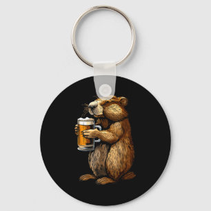 Groundhog Beer Key Ring