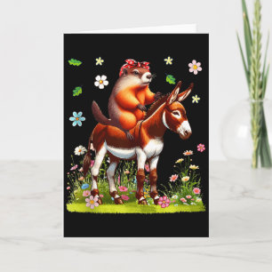 Groundhog Bow Tie Riding Donkey Farmer Lover Kids Card