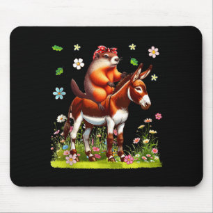 Groundhog Bow Tie Riding Donkey Farmer Lover Kids Mouse Mat