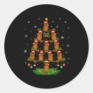 Groundhog Christmas Tree Funny Xmas Lover Classic Round Sticker