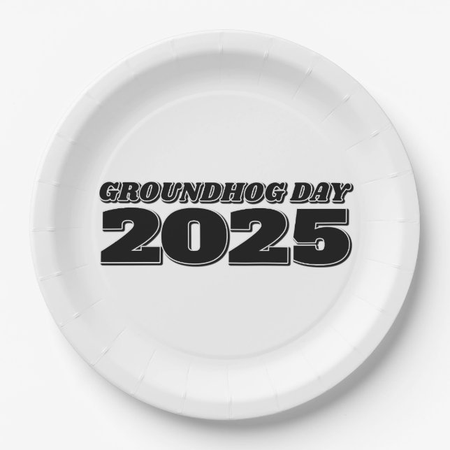 Groundhog Day 2025 Paper Plate (Front)